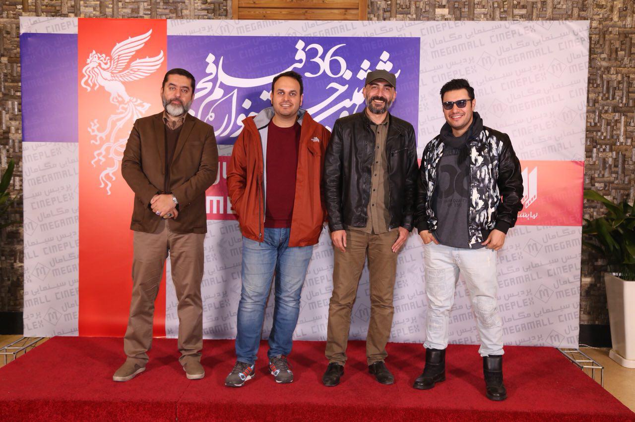 هادی حجازی‌فر در جشنواره فیلم سینمایی لاتاری به همراه سید محمود رضوی، محمدحسین مهدویان و جواد عزتی