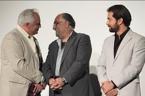 بهرام رادان در اکران افتتاحیه فیلم سینمایی راه آبی ابریشم به همراه داریوش ارجمند