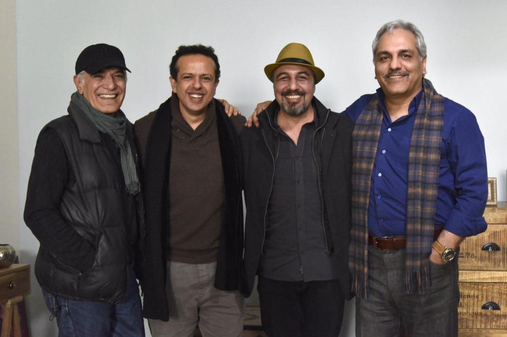 سامان مقدم در پشت صحنه فیلم سینمایی ساعت 5 عصر به همراه رضا عطاران و مهران مدیری