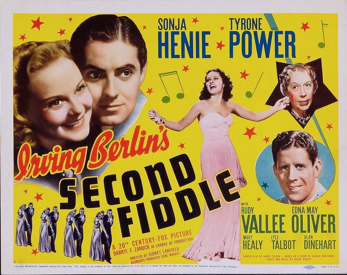 Sonja Henie در صحنه فیلم سینمایی Second Fiddle به همراه Rudy Vallee، Edna May Oliver، Mary Healy و Tyrone Power