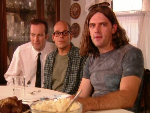 دیوید کراس در صحنه سریال تلویزیونی Mr. Show with Bob and David به همراه Jay Johnston و Bob Odenkirk