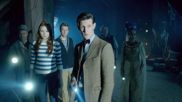 مارک ویلیامز در صحنه سریال تلویزیونی Doctor Who به همراه Matt Smith، Riann Steele، کارن گیلان، Rupert Graves و Arthur Darvill