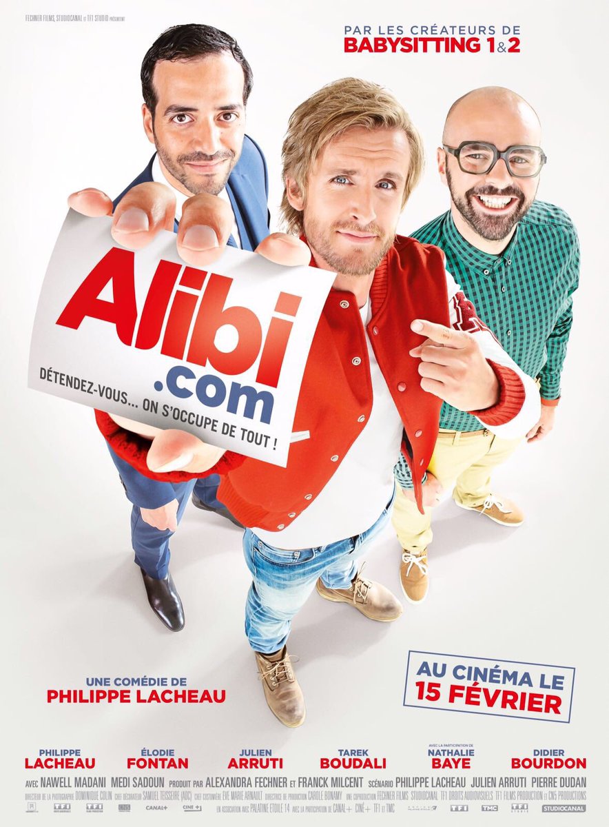 Tarek Boudali در صحنه فیلم سینمایی Alibi.com به همراه Philippe Lacheau و Julien Arruti