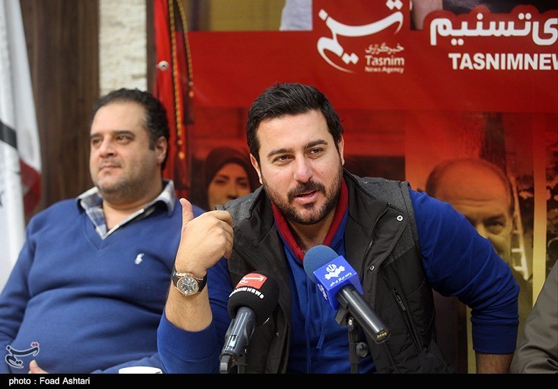 هومن برق‌نورد در نشست خبری سریال تلویزیونی پرده‌نشین به همراه محسن کیایی