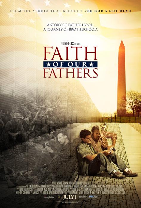 Kevin Downes در صحنه فیلم سینمایی Faith of Our Fathers به همراه Rebecca St. James، Candace Cameron Bure، David A.R. White و Stephen Baldwin