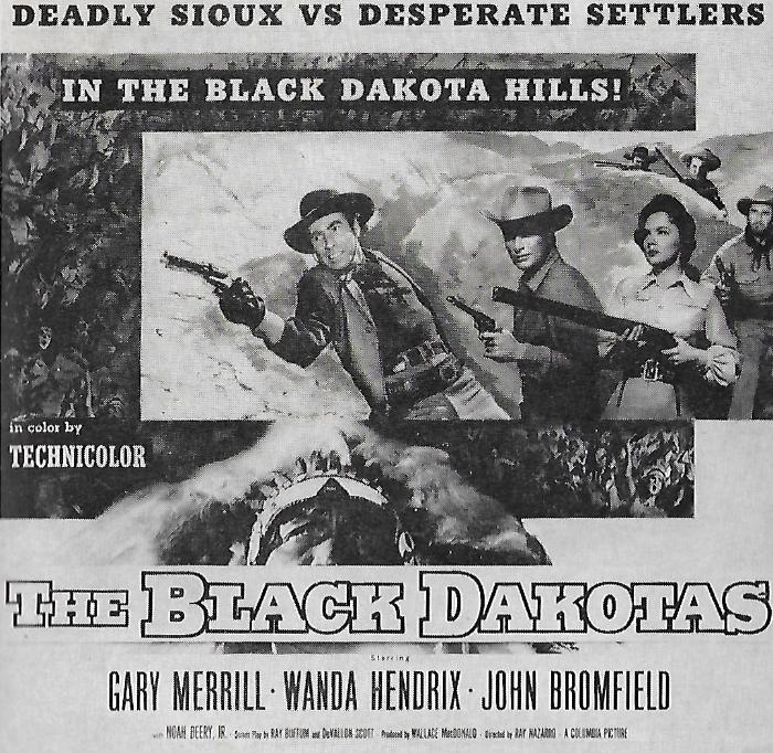 Gary Merrill در صحنه فیلم سینمایی The Black Dakotas به همراه Wanda Hendrix و John Bromfield