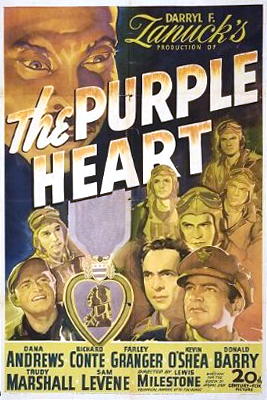 Sam Levene در صحنه فیلم سینمایی The Purple Heart به همراه دانا اندروز و Don 'Red' Barry