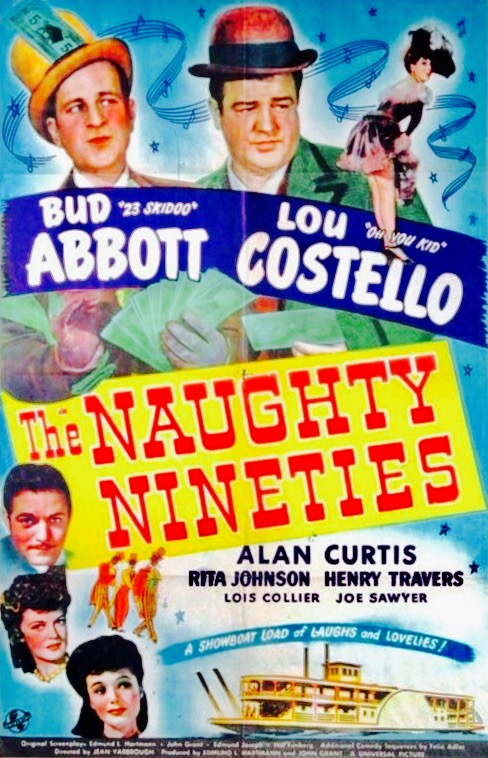 Henry Travers در صحنه فیلم سینمایی The Naughty Nineties به همراه Alan Curtis، Lou Costello، Lois Collier، Joe Sawyer، Rita Johnson و Bud Abbott