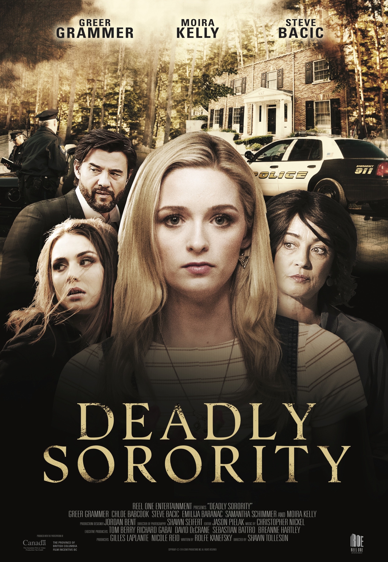 Steve Bacic در صحنه فیلم سینمایی Deadly Sorority به همراه Greer Grammer، Chloe Babcook و Moira Kelly